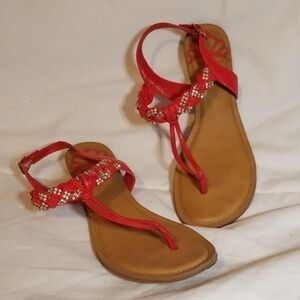 Size 9W, Fergalicious Braided Sandals with Bling​​​​​​​​​​​​